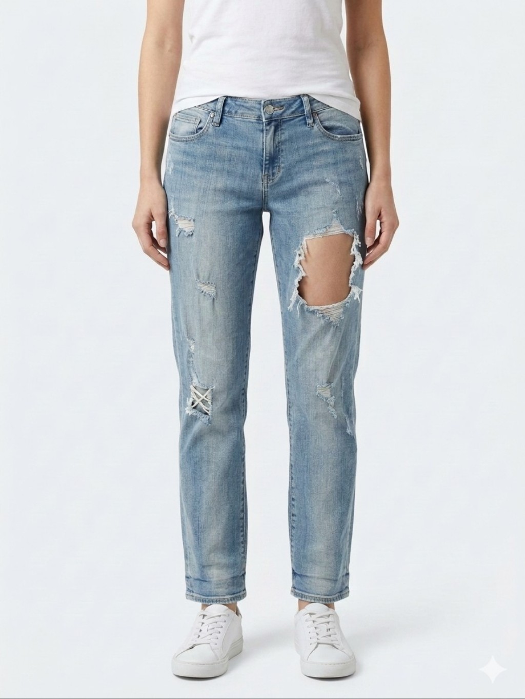 Kut From The Kloth Light Blue Catherine Boyfriend Distressed Jeans